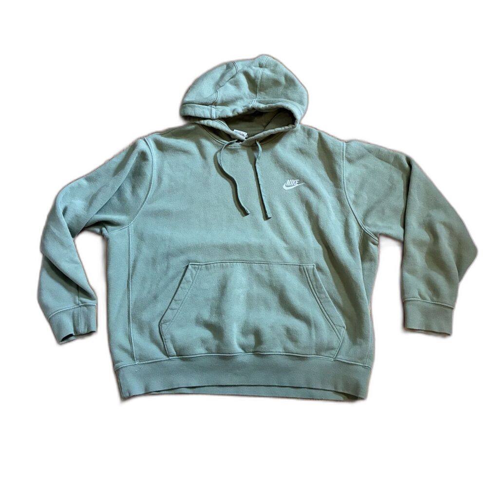 Nike Green Logo Hoodie Pullover Sweatshirt Athleisure Sportswear Streetwear L